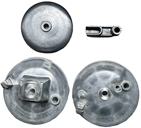 Bremsschild vorn + hinten mit Bohrung + Nabendeckel + Distanzstück für Simson S50, S51