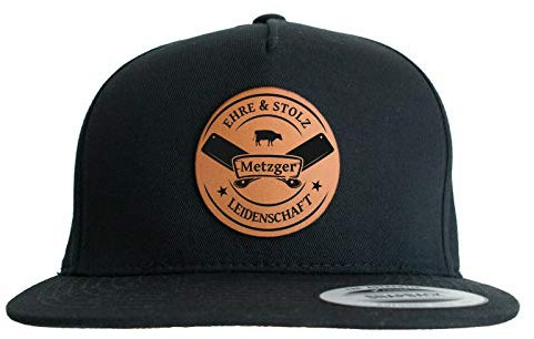 Shirtbild Stylisches Metzger Basecap mit Lederpatch Größenverstellbar Mütze Geschenk Cap