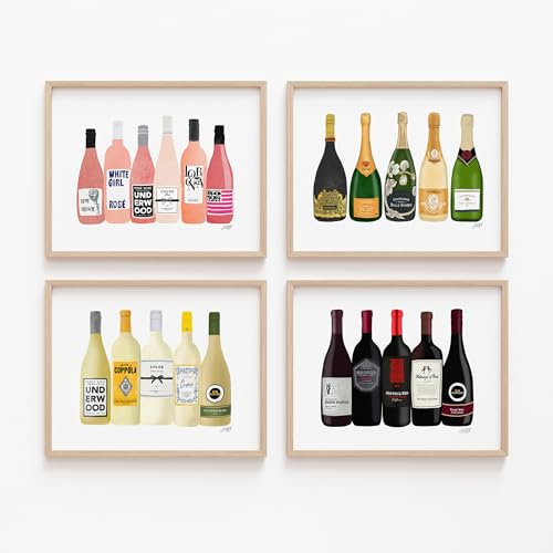 Wine and Champagne Bottle Art Prints | Wall Art | Poster | Art Print | Bar Cart | Made in USA | Gallery Grade | Cute | Rose | Trendy | Champagne | Unframed (Wine Bottles Bundle, 8x10, unframed)