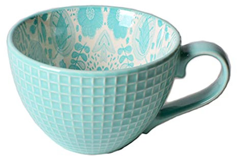 Tazze da Zuppa Tazza di caffè Ceramico con Manici, Insalatiere Colazione Tazza di Latte Ciotole per Cereali Colorate, Tazza in Rilievo Dipinta a Mano Creativa 400 Ml,K