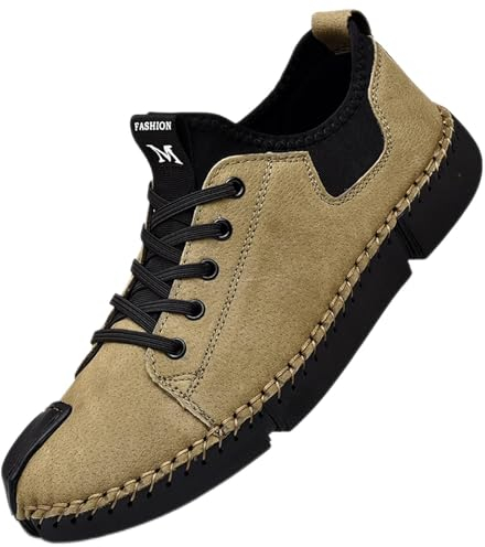 BSTL Stivali da Moto Fatti a Mano Scarpe da Motociclista Morbide e Traspiranti Stivali da Corsa Estivi in Pelle Scarpe da Moto Fuoristrada Four Seasons,Brown-41