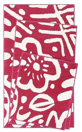 Wecon Home Esprit Badteppich waschbar, rutschfest, Badematte, Badvorleger für Badewanne, Dusche und Badezimmer, Cool Flower (60 x 100 cm, pink)