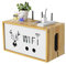 WEDSFC Wand Montage WiFi Router Aufbewahrungsboxen Holz, Router Regal, WLAN Box Wand, Kabel Verstecken Box, Kabelbox Groß, Schreibtisch Kabelmanagement Box Wood,34 * 19 * 19cm