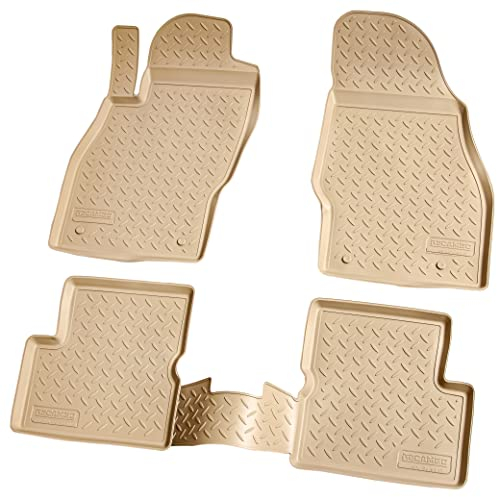 Recambo 3D Gummi Fußmatten kompatibel für OPEL Corsa D Corsa E | BJ 2006-2019 | Auto Gummimatten | Passgenau | mit Rand | beige