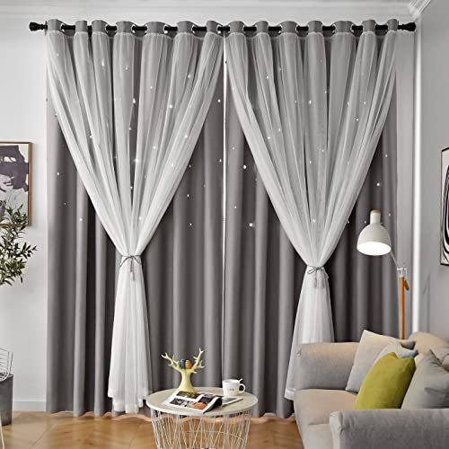 Loyala Verdunkelungsvorhänge für Schlafzimmer, Kinderzimmer, Kindervorhänge für Jungen, Verdunkelungsvorhänge, 274 cm lang, graue Vorhänge, 132 x 274 cm