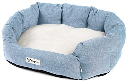 JAMAXX Hunde-Körbchen Bequem Weich, Wendekissen Waschbar Hundekorb Hundebett mit Komfort-Polsterung PDB2089 (M) 70x60 Light-Blue