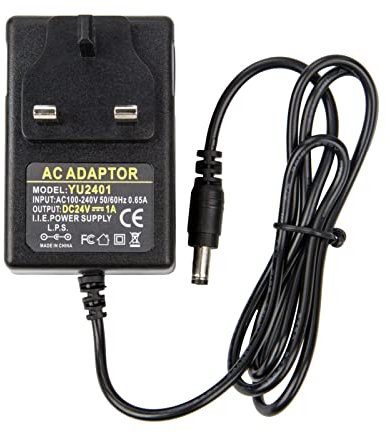 24V 1A Power Supply UK - COLM AC 100V-220V to DC 24 Volt 1 Amp 1000mA 24W Adapter Transformer AC/DC Connector Size 5.5x2.5mm UK Cord for IP Camera Essential Oil Diffuser Humidifier