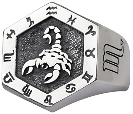 Vintage Echt 925 Sterling Silber Astrologie Sternzeichen Ring Skorpion Konstellation Ring Tierkreiszeichen Ring Schmuck für Herren Damen Offen Verstellbar