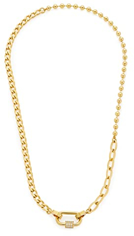 JEWELS BY LEONARDO Mela Clip&Mix Halskette aus Edelstahl 1 Stück, kurze goldfarbene Panzerkette, Glieder-Collier mit Zirkonia Schloss, Damen Modeschmuck, 022340