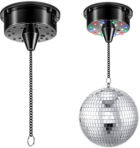 Tuanse 6RPM Rotating Disco Ball Motor with 4 LED Lights for 6/8/12 Inch Disco Balls (Not Included), 2 Modes, Sound Activated, Plug Style