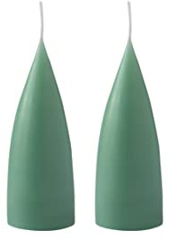 Kunstindustrien® Cone Shaped Candles, Made in Denmark, 43 colours available, Dripless & Smokeless Pillar Candles, Candles long burning 15h, Unscented Candle gift set, 2pcs 6.5x16cm (Dark Reseda Green)