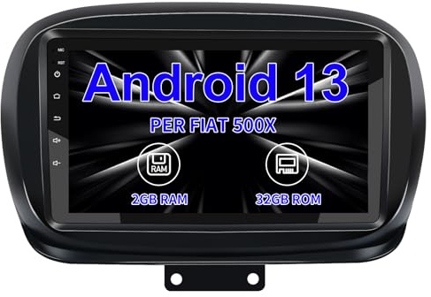 AWESAFE 9 Pollici Autoradio per Fiat 500X (2014-2020) Android 13 (2G+32GB) Car Radio con CarPlay/Android, Stereo con Bluetooth, Comandi al volante, Schermo diviso, GPS Navigazione