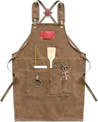 AKSHVA Arbeitsschürze Holzbearbeitung Werkzeugschürze Strapazierfähige gewachste Leinwand Barista-Schürze Leinwand Grillschürze Barkeeper-Schürze Verstellbare Schweißerschürzen (Color : C)