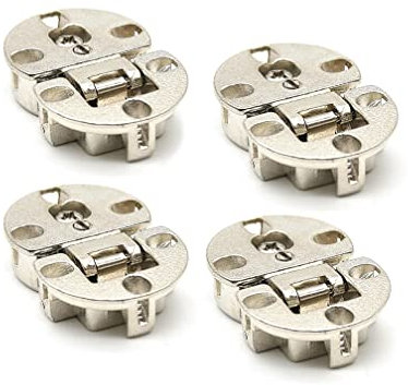 DOJA Barcelona | Bisagra Oculta | 4 Bisagras Apertura 180 º | para Solapa con Agujero 35mm | Zamak Cromado | Bisagra Abatible para Mesa Plegable, Puertas Cocina, Puertas de Madera Interior, Armario