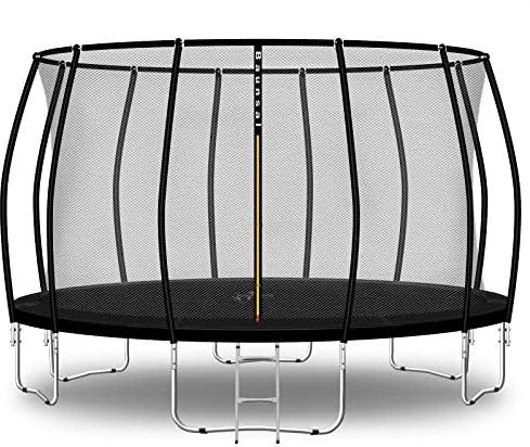 Baunsal® Trampolin Outdoor Ø 427 cm (FGIS) schwarz als Komplettset Gartenspielzeug Kindertrampolin Gartentrampolin rund Garten Spielzeug für Kinder