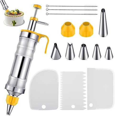 Jeringa para decoración de postres, juegos de boquillas y tuberías, herramientas de acero inoxidable para hornear, boquillas de glaseado de postre, kits de boquillas para galletas, pasteles y postres