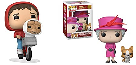 Funko POP Movies: ET- Elliot w/ET in Bike Basket, Multicolor, One Size (50768) & Pop Royals: 21947 Queen Elizabeth II