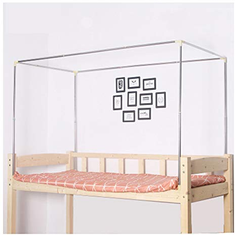 Edelstahl-Himmelbett-Betthimmelrahmen, Pfosten-Fit-Himmelbett-Netzrahmen, passend für Einzel-/Doppel-/King-/Super-King-Size-Betten, Matratze, einfache DIY-Montage