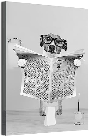 LPFNSF Badezimmer Bilder Bad Tier in der Badewanne Bild Lustige Wandkunst Drucke Leinwand Poster Dekoration des Badezimmers Ohne Rahmen. (Hund, 50x70cm)