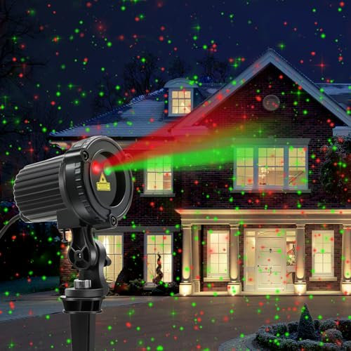HERHOTER Luces de proyector de Navidad para exteriores, luces de proyector de Navidad en movimiento rojas y verdes, decoración de casa de jardín de Navidad impermeable