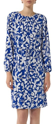 Comma Gemustertes Midi-Kleid mit Faltenausschnitt