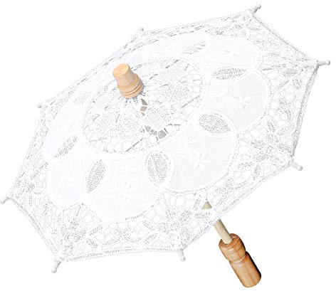 Wifehelper Spitze Regenschirm Handwerk Regenschirm Braut Regenschirm Dekoration Fotografie Schönes Handwerk für Lady Western Regenschirmständer (Weiße)