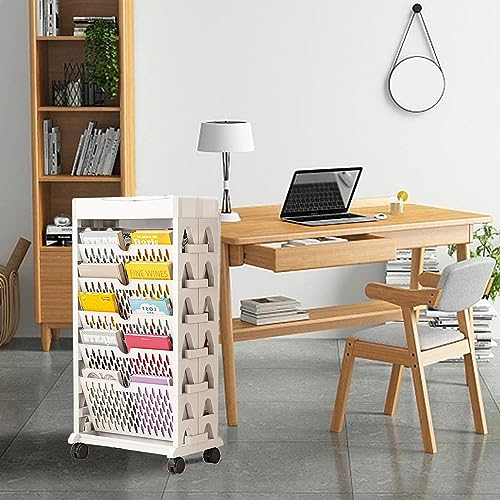 WMLBK Bücherregal,5 Ebenen Bewegliches Bücherregal Aufbewahrungswagen Kunststoff-Rollen-Organisation Regal mit Rad für Home,Büro, Küche, Schlafzimmer (Doppeldecker)