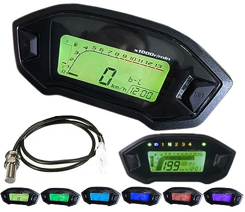 Yolispa Universal LCD Digitaler Tachometer GPS Tachometer Kilometerzähler Messgerät Geschwindigkeitsmesser mit 7 Farben Hintergrundbeleuchtung