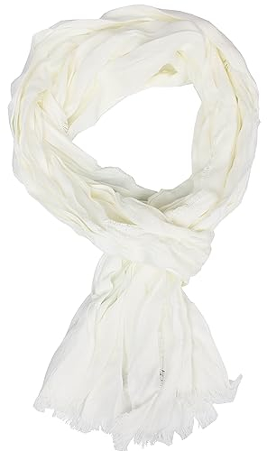 Rotfuchs Écharpe en coton pour femme et homme - Aspect froissé - Motif uni - Blanc (fin) - Fabriqué en Allemagne, Blanc., 182 x 20 cm (L x B) (180 x 45 cm)