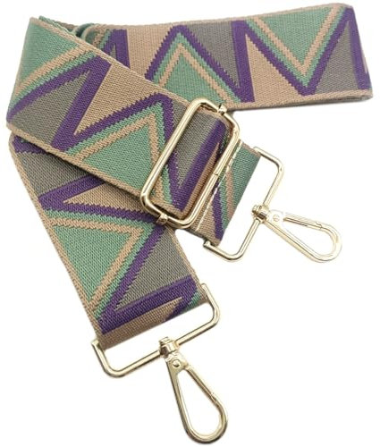 Tracolla Larga 5cm per Borse Donna Cinghia Larga Regolabile Verde kaki Viola, 80-130cm Cinghia Larga con Gold Moschettone, Durevole per Crossbody Borsa, Chitarra, Borse Moderne Accessori, 919