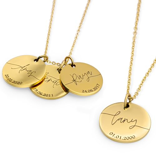 Meinearmbänder Kette Damen | Namenskette | Kette mit namen | ⌀25mm | Personalisierte Geschenke Frauen | Kette mit Buchstaben | Halskette mit Namen | Personalisierte Geschenke | Geschenke für Mama