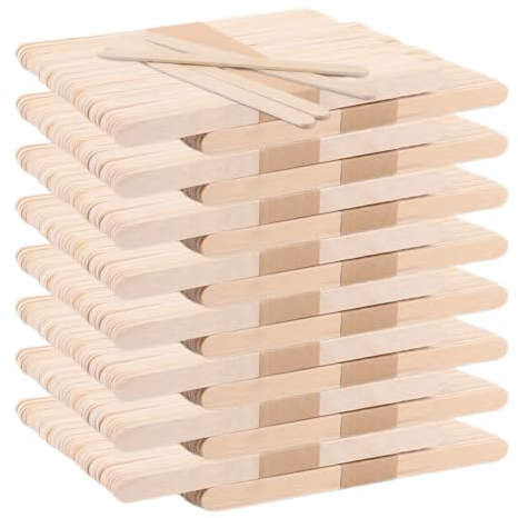 DAJAVE 800 Stück Eisstiele Holz, Holzstäbchen Eis Klein Eisstäbchen Holz, 114 x 10 x 2 mm Eisstiele zum Basteln Holzspatel Mundspatel, Popsicle Sticks zum Eis