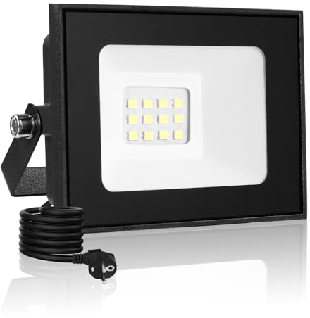 10W Focos LED Exterior con Enchufe,1000LM LED Foco Exterior con Cable de 3M,3000K Blanco Cálido Proyector Exterior,Impermeable IP66 Luz de Seguridad,Proyector Foco LED para Patio Jardín Garaje