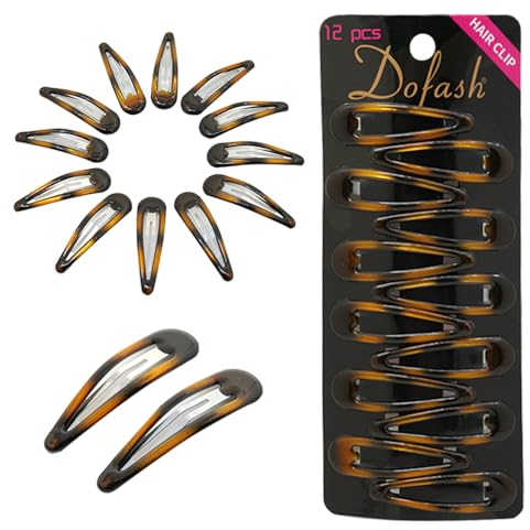 Dofash 12 Stücke 2IN/5CM Haar Snap Clips Einfache Basic Haarspangen Schnapp Haarclips Haarklammer Haarschmuck für Kinder Mädchen Damen (Epoxidharz Schildkröte)