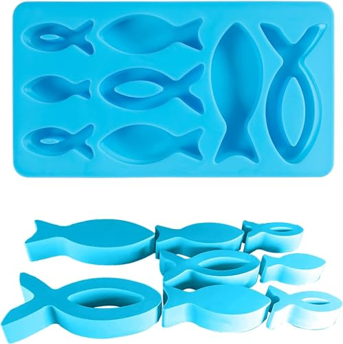 Moules Silicone Forme Poisson,Moule À Poisson En Silicone 8 Grilles,Moules à Chocolat,DIY Moules,Moule en Silicone pour Poisson pour Chocolate Gâteau
