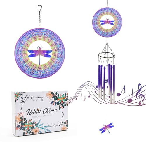 Windspiel mit Libelle Wind Spinner, Geschenke für Männer, Frauen, Ruhestand, Lehrer, Eltern - Outdoor Hanging Decor Clearance für Garten, Terrasse, Hinterhof oder Veranda