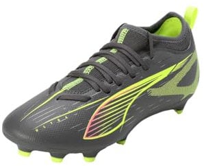 PUMA Ultra 5 Match FG/AG JR, Zapatillas de fútbol, Matte Aged Silver-Yellow Alert Aged Silver, 34 EU