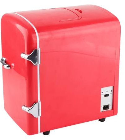 Living Enrichment Mini-Kühlschrank, 4 L, Hautpflege-Kühlschrank, Tragbarer Kleiner Kühlschrank, Kühler Und Wärmer Für Hautpflege, Trinken, AC 120 V, DC 12 V(EU Plug -Rot)