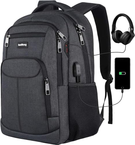 kadilong Rucksack Herren Damen,Schulrucksack Teenager Schultasche Schulranzen mit Laptopfach und USB für Schule Uni Studium Student Arbeit,Wasserdicht