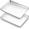 Baking Tray Set of 2, Bastwe Stainless Steel Oven Trays, Rectangle Baking Sheets Pans Perfect for Cooking Serving, Non Toxic & Rust Free, Mirror Finished & Dishwasher Safe(12 x 10 x 1 inch)