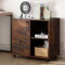 TUKAILAI Rollcontainer, Mobile Aktenschränke, Aktenschrank mit 2 Schublade 2 Regal, Büroschrank mit 4 Rollen 1 Tür, Home Office Lagerung Aktenschrank Abschließbar, 80 x 40 x 74.5 cm, braun