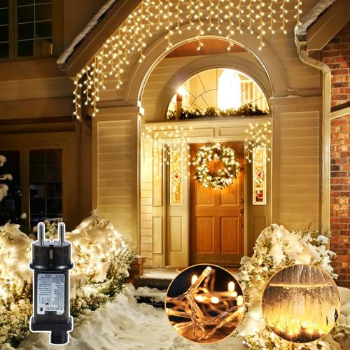 BUICXJKZ Lichterkette Außen 17M+5M 600LED, Weihnachtsbeleuchtung mit Timer 8 Modi IP44 Eisregen Lichterkette für Außen & Innen,Deko für Weihnachten Balkon Party Garten Zimmer Fester Hochzeit(Warmweiß)