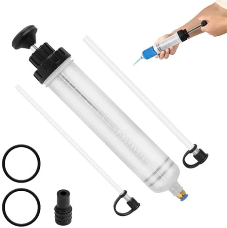 MRCARTOOL Ölabsaugspritze 200ml Ölspritze Handpumpe Ölpumpe, Ölabsaugpistole Flüssigkeitsabsauger und Füllpumpe Absaugpumpe für Bremsflüssigkeit, Getriebeöle, Kühlflüssigkeit, Motoröl, Hinterachsöl