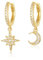 Mond Stern Ohrringe Set für Damen, Vergoldet Ohrstecker Set mit Zirkonia, Vergoldete Creolen mit Anhänger Minimalistische Earings, Creolen Ohrringe hängend für Frauen (Gold star 1)