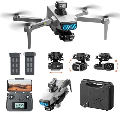 GPS Drone con Telecamera 4K per Adulti, Droni Pieghevole con Stabilizzatore 3 assi, Return Automatico, Seguimi, Evita Ostacoli Automatico, Brushless Motore, 249 g, RC Quadricotter (k)