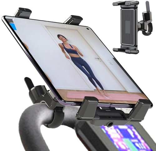 Aizuoni Gym Handlebar Tablet Phone Mount | Treadmill Tablet Stand Phone Holder for Gym,360 Degree Rotating Fitness Phone Stand for Elliptical, Indoor Cycling