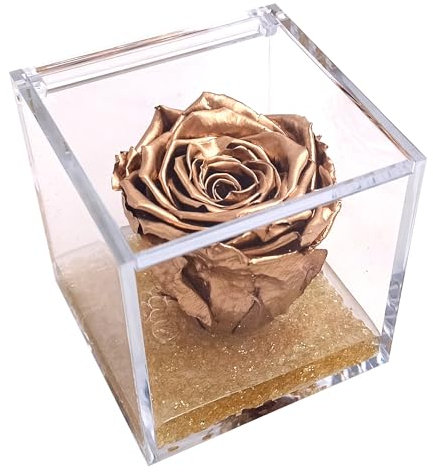 Texo di Claudio Rosso Rosa Gold Oro Vera Profumata Stabilizzata Eterna Idea Regalo Donna Natale Festa Pensiero Mamma Moglie Fidanzata Anniversario Cerimonia Dono 8cm