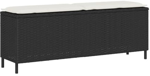 vidaXL Gartenbank mit Kissen Schwarz 110x30x40,5 cm Poly Rattan, Terrassenbank, Außenbank, Garten Sitzbank, Outdoor Bank, Sitzbank, Sitzbank Terrasse