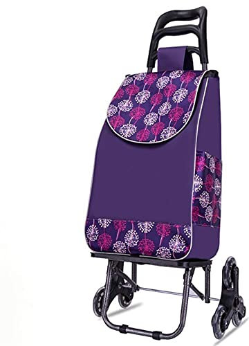 Carrello per la spesa pieghevole, 6 ruote, impermeabile, portata 50 kg, colore: viola