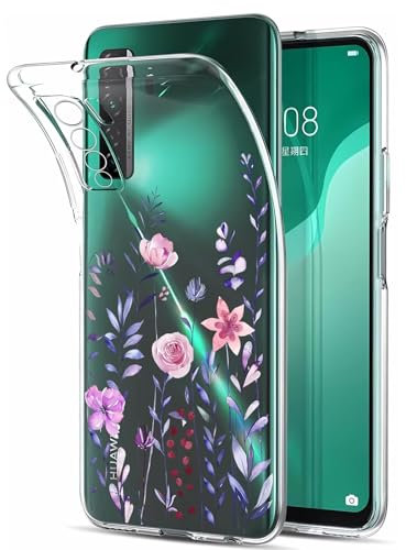 Pazpnoy Handyhülle für Huawei P40 Lite 5G,Transparent Blume Muster Mädchen Hülle,Dünn Weich Silikon SchutzHülle,Stoßfeste Kratzfest TPU Case Cover-3